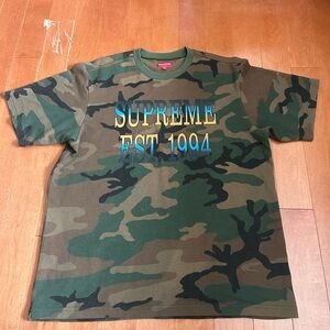 Supreme Camouflage Logo Tee - Green/Brown